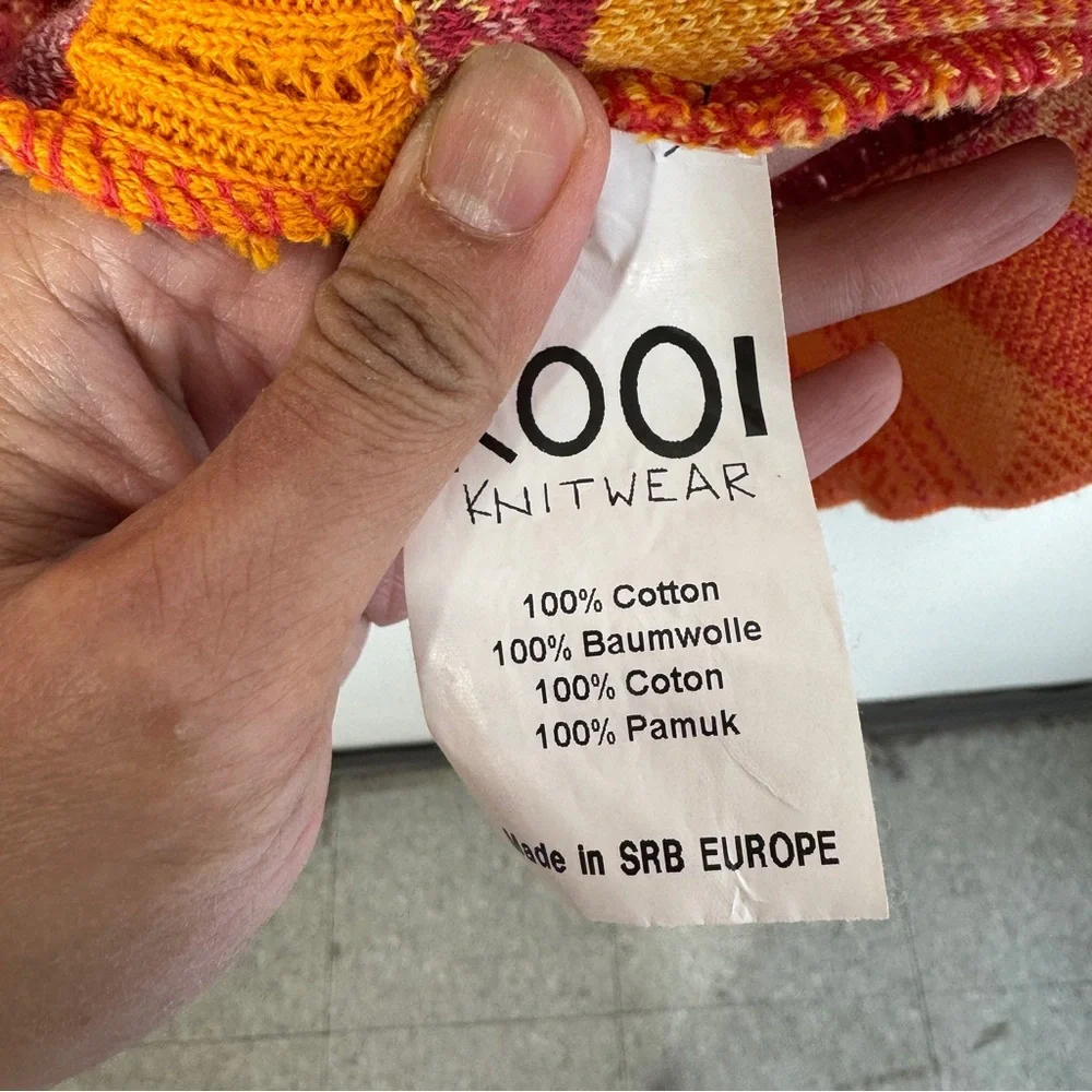 KOOI Knit Vibrant Red Orange Patterned Cardigan Nordic Fair Isle Zip Cotton - Picture 10 of 16